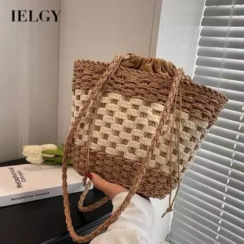 IELGY beach wind large capacity casual commuting straw woven messenger bag women белый