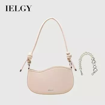 IELGY Белая сумка через плечо с регулируемым плечевым ремнем и жемчужной ручкой-цепочкой белый