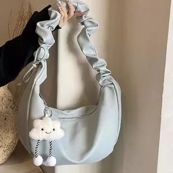 IELGY Большая вместительная сумка для пригородных поездов, студенческая сумка для пельменей, универсальная сложенная сумка для пельменей через плечо чёрный