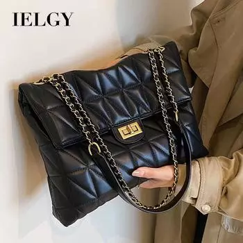 IELGY Большая вместительная сумка под мышками с бриллиантами, модная сумка на цепочке, модная сумка-мессенджер на одно плечо. чёрный