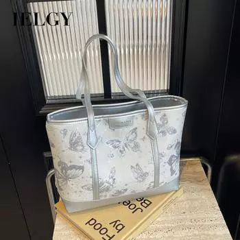 IELGY Casual Versatile Butterfly Shoulder College Student Class Commuter Tote Bag, Large Capacity розовый