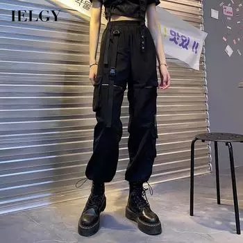 IELGY черные свободные и тонкие прямые леггинсы с высокой талией в корейском стиле, повседневные женские брюки S чёрный