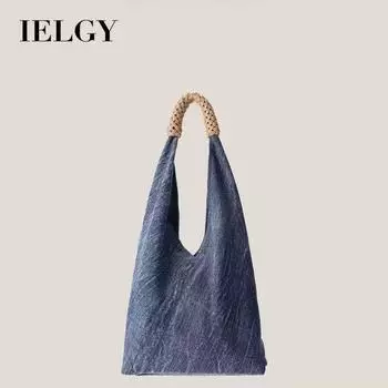 IELGY Джинсовая холщовая сумка, сумка через плечо, сумка в форме полумесяца с нишевым дизайном. синий