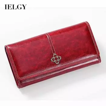 IELGY european and american women s retro wax leather wallet вино красного