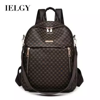 IELGY Европейский и американский модный женский рюкзак, рюкзак на молнии большой емкости с принтом чёрный