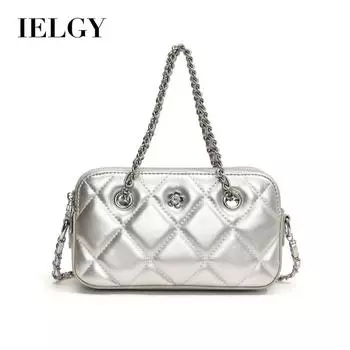 IELGY exquisite fashion handbag, diamond chain small square bag, high-texture trend oblique span women s bag чёрный