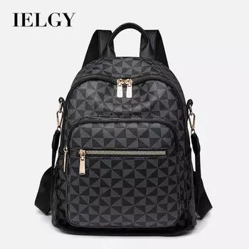 IELGY fashion backpack, retro printed letters, large capacity for travel чёрный