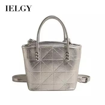 IELGY fashion diamond bucket bag, versatile niche shoulder messenger bag чёрный