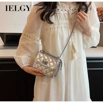 IELGY Модная сумка-мессенджер с цепочкой из бриллиантов на плечо, маленькая квадратная
