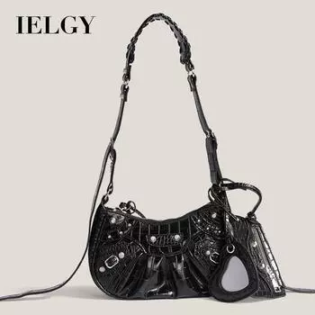 IELGY Fashion Trend Locomotive Bag Сумка подмышки, женская сумка через плечо премиум-класса с заклепками и кисточками белый