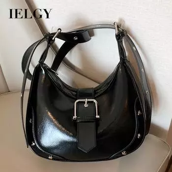 IELGY French fashion casual armpit bag, textured small square bag, simple and versatile shoulder bag чёрный