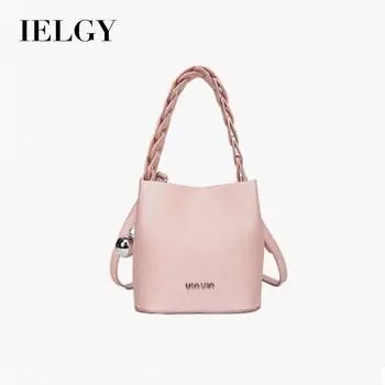 IELGY fresh and elegant fashion handbag, versatile solid color bucket bag, high texture trend messenger bag чёрный