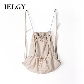 IELGY Harajuku Casual Neutral Wind Lightweight Texture Breathable Double Shoulder Nylon Backpack абрикосовый
