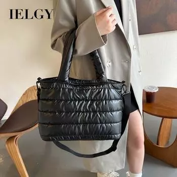 IELGY Хлопковая одежда материал вышитая нить косая сумка, глянцевая сумка через плечо повседневная чёрный