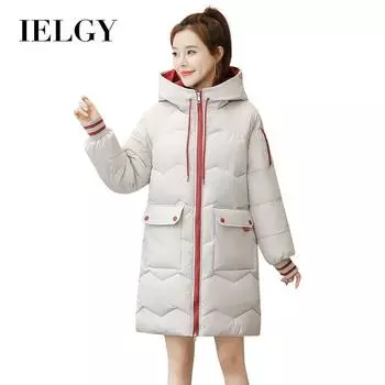 IELGY хлопковая стеганая куртка средней длины, свободная зимняя стеганая куртка в корейском стиле, куртка-пуховик