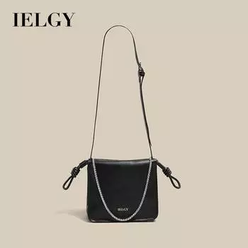 IELGY Изысканная плиссированная сумка через плечо с регулируемым шнурком чёрный
