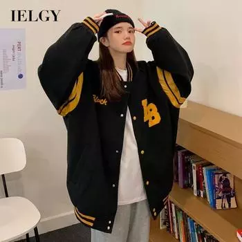 IELGY Jacket Женская тонкая свободная дизайнерская нишевая бейсбольная форма Топ M чёрный