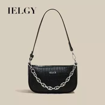 IELGY Элегантная женская сумка с верхней ручкой, цепочкой и узором под кожу крокодила - черный/белый белый