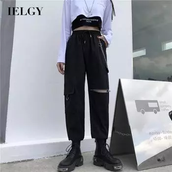 IELGY Комбинезон, женская свободная универсальная трендовая обувь большого размера в корейском стиле S чёрный