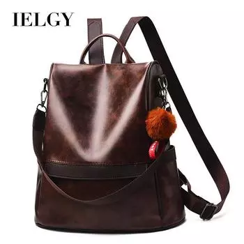 IELGY Корейская версия уличного рюкзака для отдыха, модный персонализированный рюкзак из мягкой кожи большой вместимости чёрный