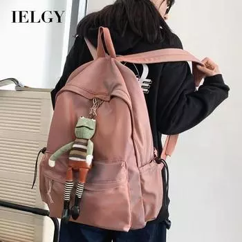 IELGY Korean version simple solid color waterproof large capacity backpack women чёрный