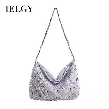 IELGY Корейская сумка-ведро большой емкости с блестками, модная сумка для пельменей, модная сумка через плечо с цепочкой