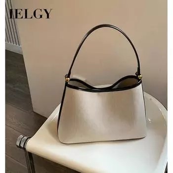 IELGY Корейская версия нишевого дизайна портативная женская сумка, холщовая сумка через плечо подмышкой сумка-ведро белый