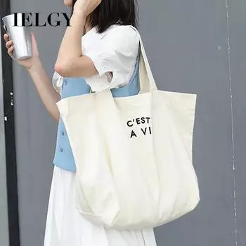 IELGY Корейская версия повседневной литературной сумки, простая холщовая сумка с буквенным принтом чёрный