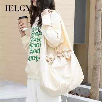 IELGY Корейская версия повседневной сумки через плечо на шнурке, простая модная нейлоновая сумка-мессенджер большой вместимости абрикосовый