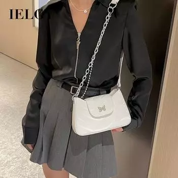 IELGY Корейская версия сумки Wave Baguette через подмышку, элегантная и модная переносная сумка через плечо чёрный