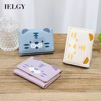 IELGY Кошелек для монет с несколькими отделениями для карточек, прозрачный, для женщин чёрный