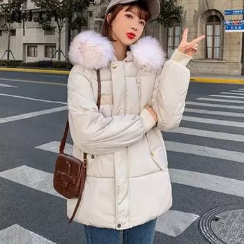 IELGY куртка на хлопковой подкладке, новая свободная куртка на хлопковой подкладке в корейском стиле, пуховая куртка на хлопковой подкладке, зимняя куртка средней длины с хлебом