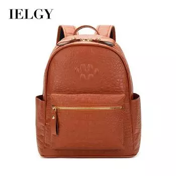 IELGY large backpack, simple and stylish large-capacity student backpack, crocodile pattern. чёрный