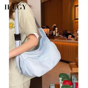 IELGY large-capacity leisure bag, waterproof and wear-resistant Oxford cloth shoulder bag commuter oblique span bag, Korean version leisure nylon bag синий