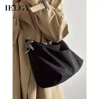 IELGY large capacity nylon canvas bag, casual knot tote bag, shoulder messenger bag чёрный