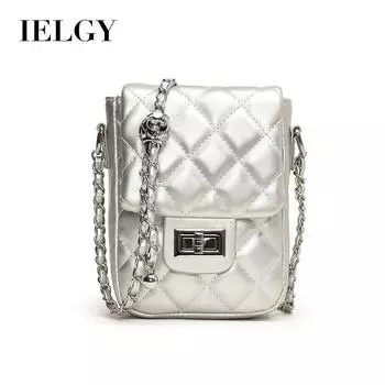 IELGY Летняя мини-серебряная сумка с вышивкой ромбами, модная цепочка, сумка через плечо для мобильного телефона чёрный