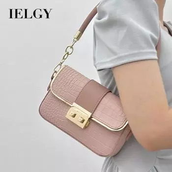 IELGY Маленькая квадратная сумка в простом темпераменте, универсальная сумка через плечо с цепочкой розовый