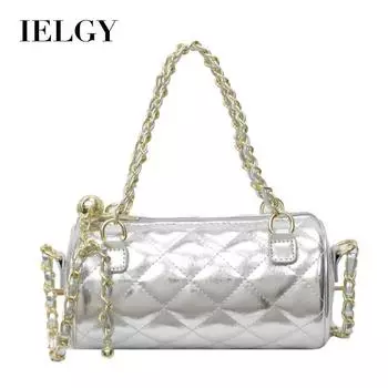 IELGY Маленькая сумка с ромбовидной цепочкой, модный нишевый дизайн, сумка-цилиндр через плечо на одно плечо. чёрный