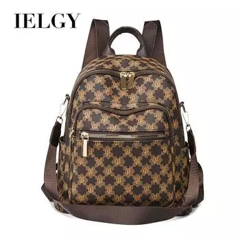 IELGY Маленький рюкзак с принтом в стиле ретро, женский модный повседневный текстурированный рюкзак, дорожная сумка для поездок на работу коричневый