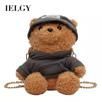 IELGY Милая плюшевая одежда с плюшевым мишкой для девочки, свежая и милая сумка через плечо белый