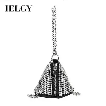 IELGY Миниатюрная треугольная сумка Zongzi со стразами для переноски с наклонным крестом и бриллиантами