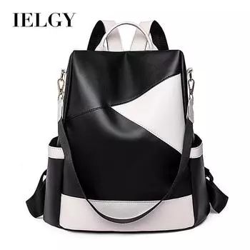 IELGY Многофункциональный противоугонный рюкзак, повседневный и модный рюкзак из мягкой кожи большой вместимости для путешествий на открытом воздухе чёрный