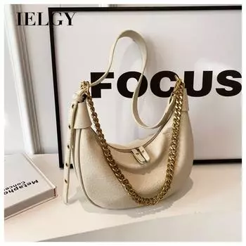 IELGY модная цепочка на одно плечо, универсальная повседневная женская сумка-мессенджер в стиле ретро, большая вместительная сумка с клецками чёрный