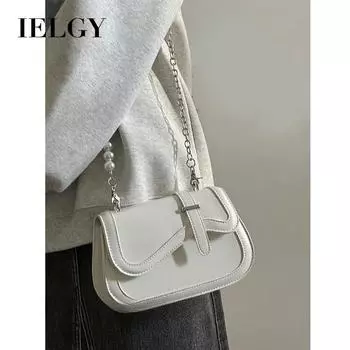 IELGY Модная корейская версия модной мини-сумки через плечо с жемчужной цепочкой и высококачественной текстурой. белый