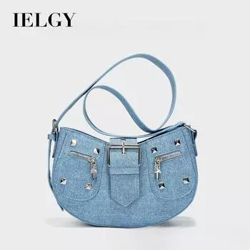 IELGY Модная крутая сумка-мессенджер для малышек под мышками, сумка в форме полумесяца в стиле ретро с ивовыми ногтями синий