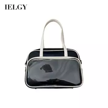 IELGY Модная квадратная сумка из мягкой кожи большой вместимости для ежедневных поездок на работу и обратно для женщин чёрный