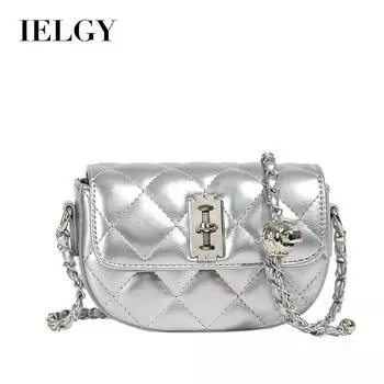 IELGY Модная маленькая квадратная сумка через плечо с ромбовидной цепочкой чёрный