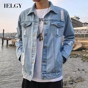 IELGY Модная молодежная джинсовая куртка в гонконгском стиле, мужская свободная S синий