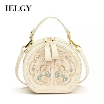 IELGY модная нишевая сумка с вышивкой, новая китайская универсальная сумка-мессенджер маленькая круглая розовый