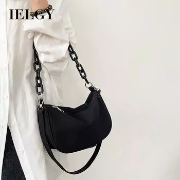 IELGY Модная персонализированная сумка под мышками с акриловой цепочкой, японская простая и универсальная повседневная нейлоновая сумка-мессенджер чёрный